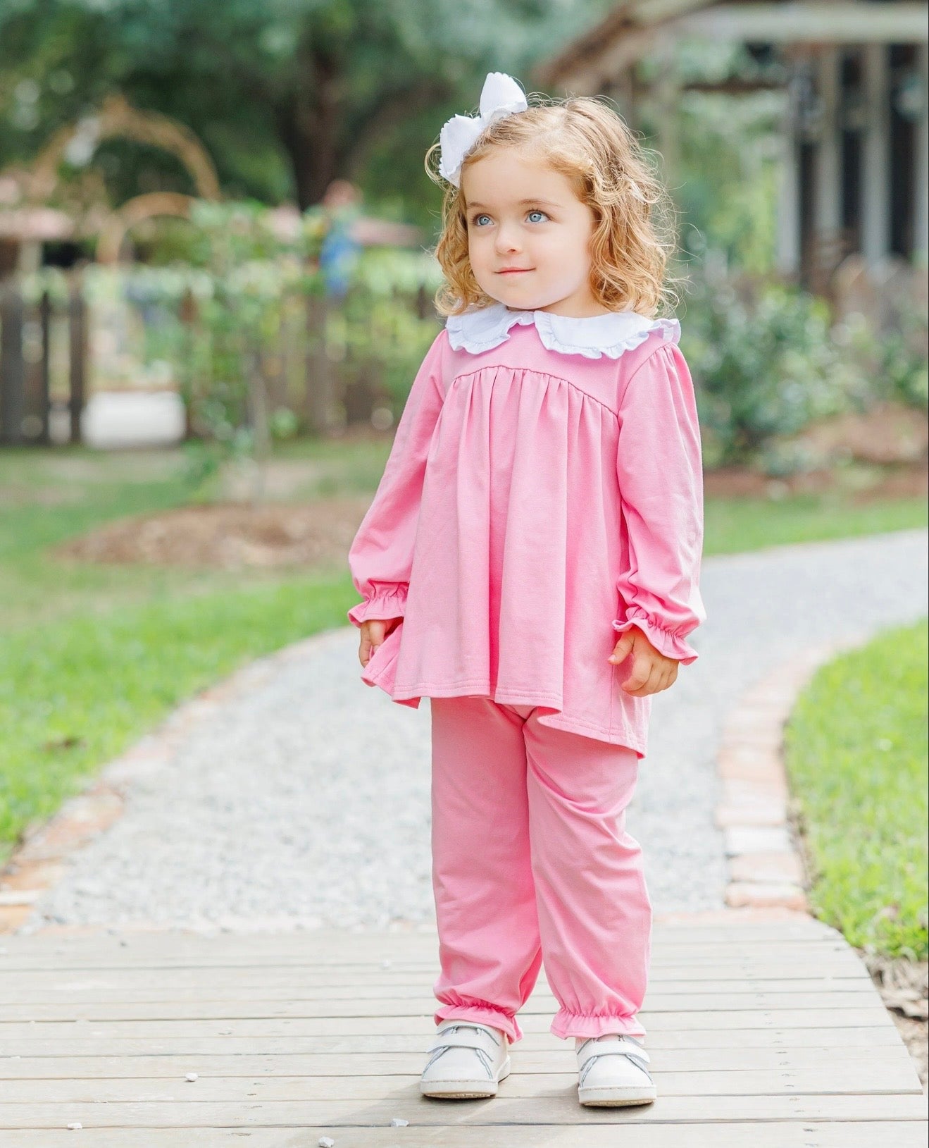 Catherine Pink Girls Bloomer Pants Set