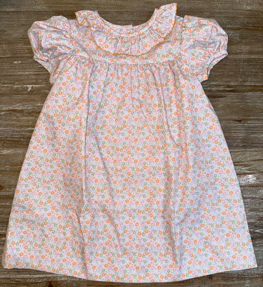 Orange & Mint Flowers Girls Claire Dress