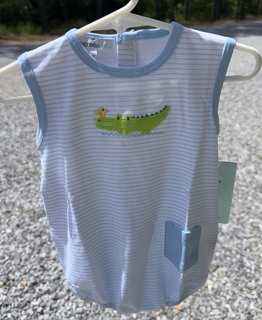Bayou Babies Alligator Sleeveless Appliqué Boys Bubble