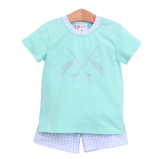 Fishing Embroidery Boys Short Set