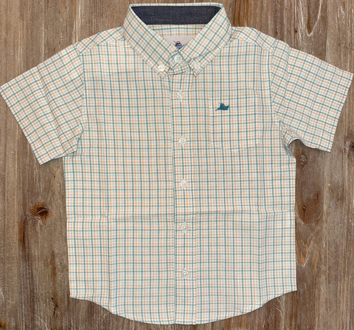 Teal/Khaki Boys Button Down Shirt