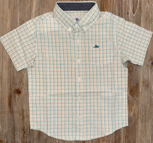 Teal/Khaki Boys Button Down Shirt