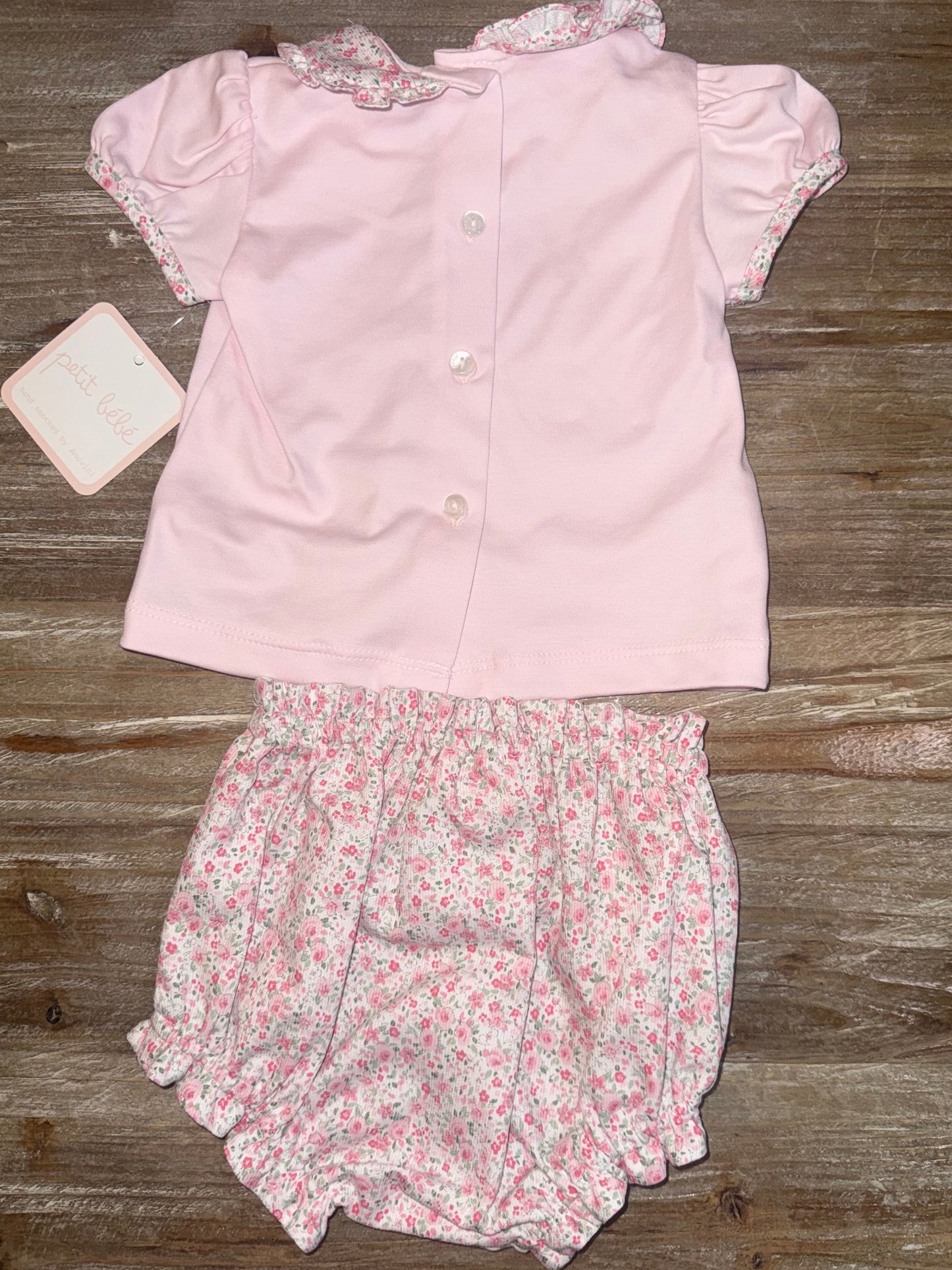 Pink Floral Girls Knit Bloomer Set
