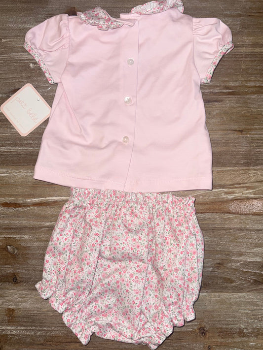 Pink Floral Girls Knit Bloomer Set