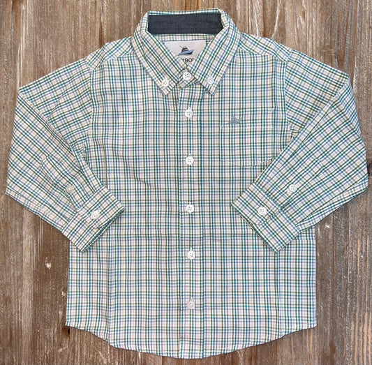 Blue/Khaki/Turquoise Boys Button Down Shirt