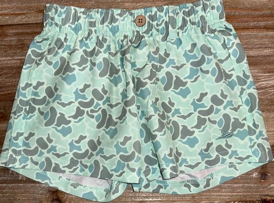Green/Gray Camo Boys Performance Play Shorts