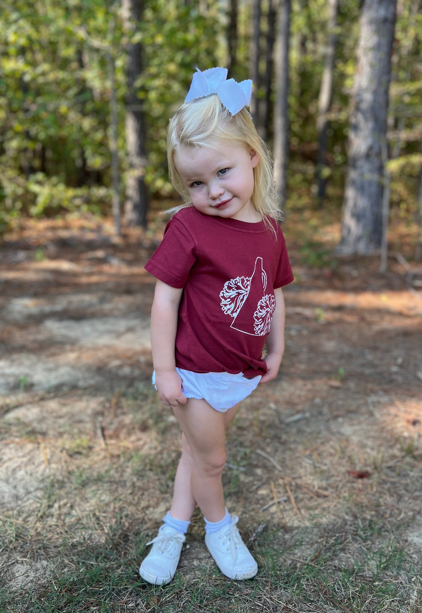 Mustard & Ketchup Kids Maroon/White PomPoms Girls Tee