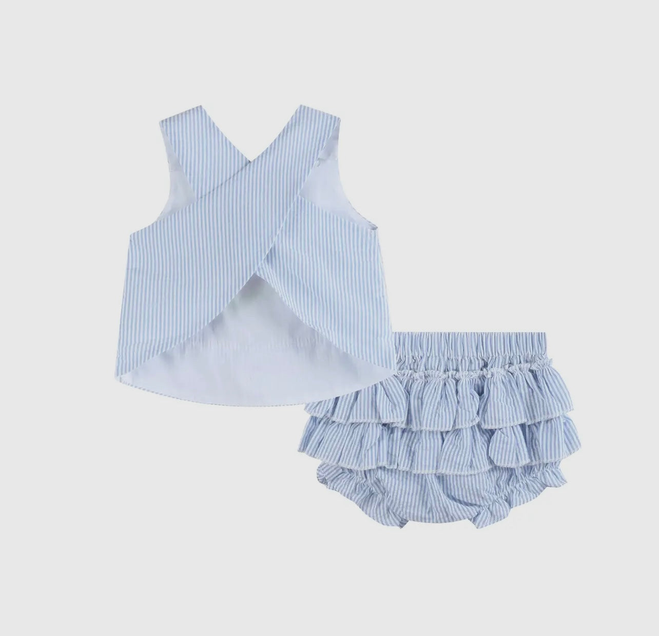 Light Blue Seersucker Turtle Girls Bloomer Set