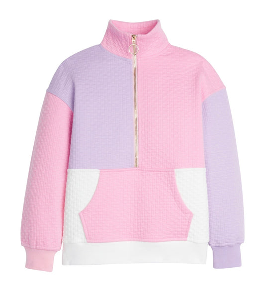 Pink & Lilac Color Block Girls Pullover