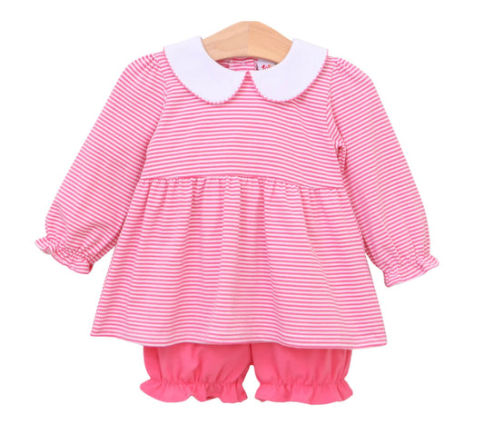 Charlotte Pink Stripe Girls Bloomer Set