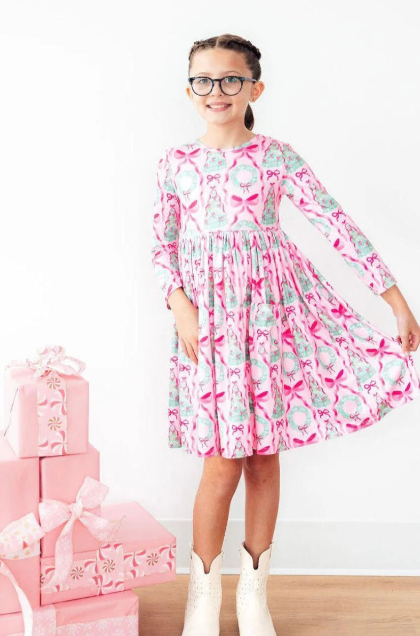 Jingle Bows Girls Pocket Twirl Dress
