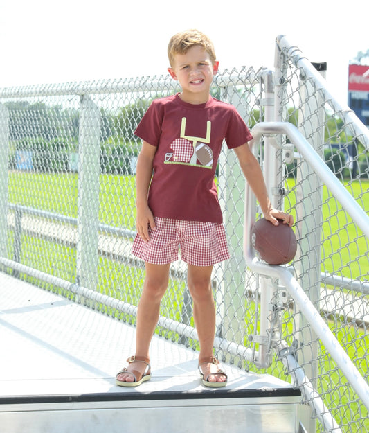 Touch Down Boys Maroon Short Set