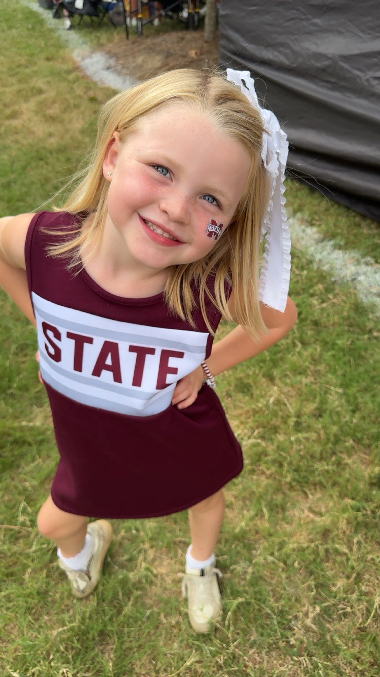 The Classic Girls Cheer Dress/Suit— Mississippi State Deep Maroon (size up— these run short)