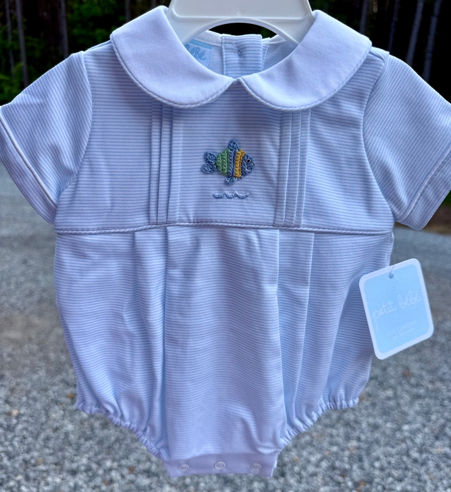 Light Blue Knit Boys Fish Bubble