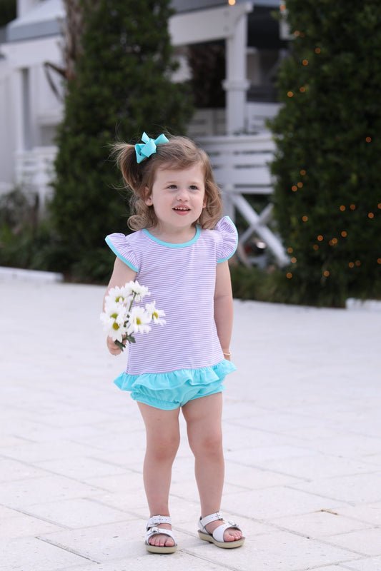 Mary Margaret Lavender & Aqua Girls Bloomer Set