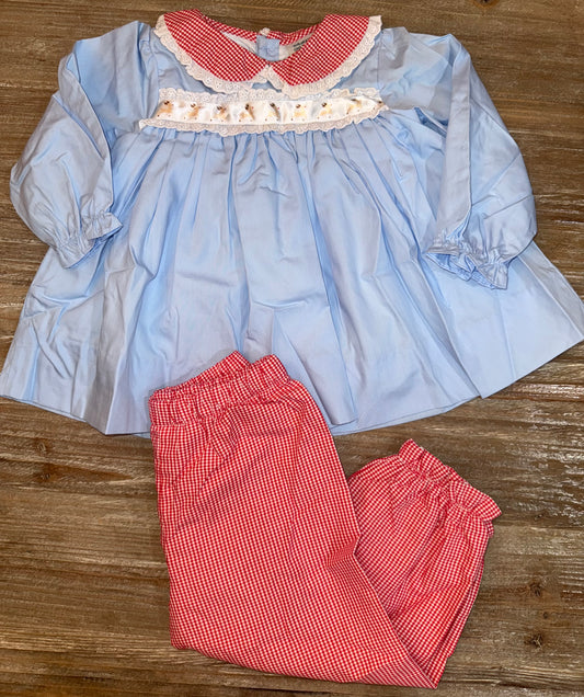 Reindeer Ribbon Girls Bloomer Pants Set