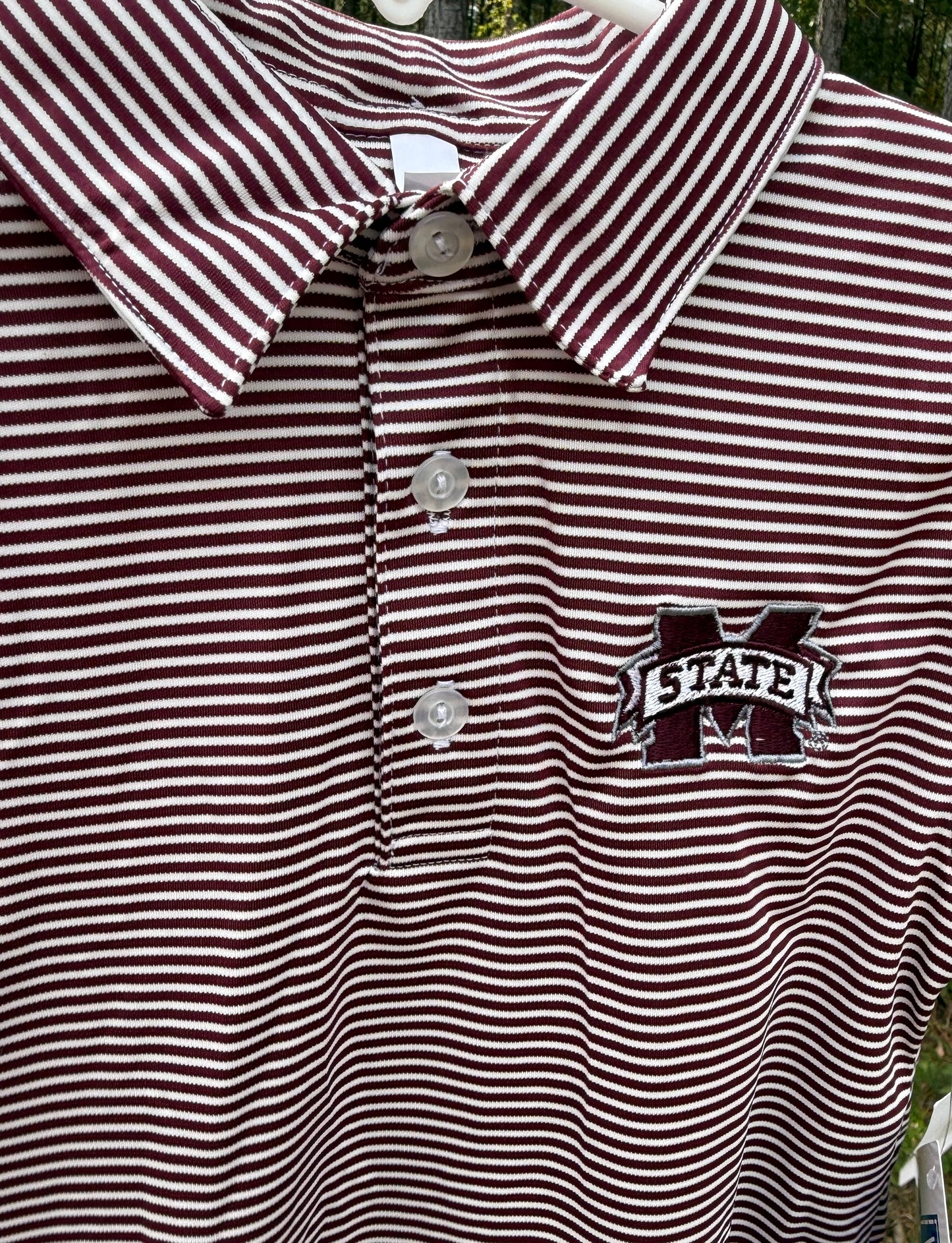 Mississippi State Maroon Stripe Boys Polo