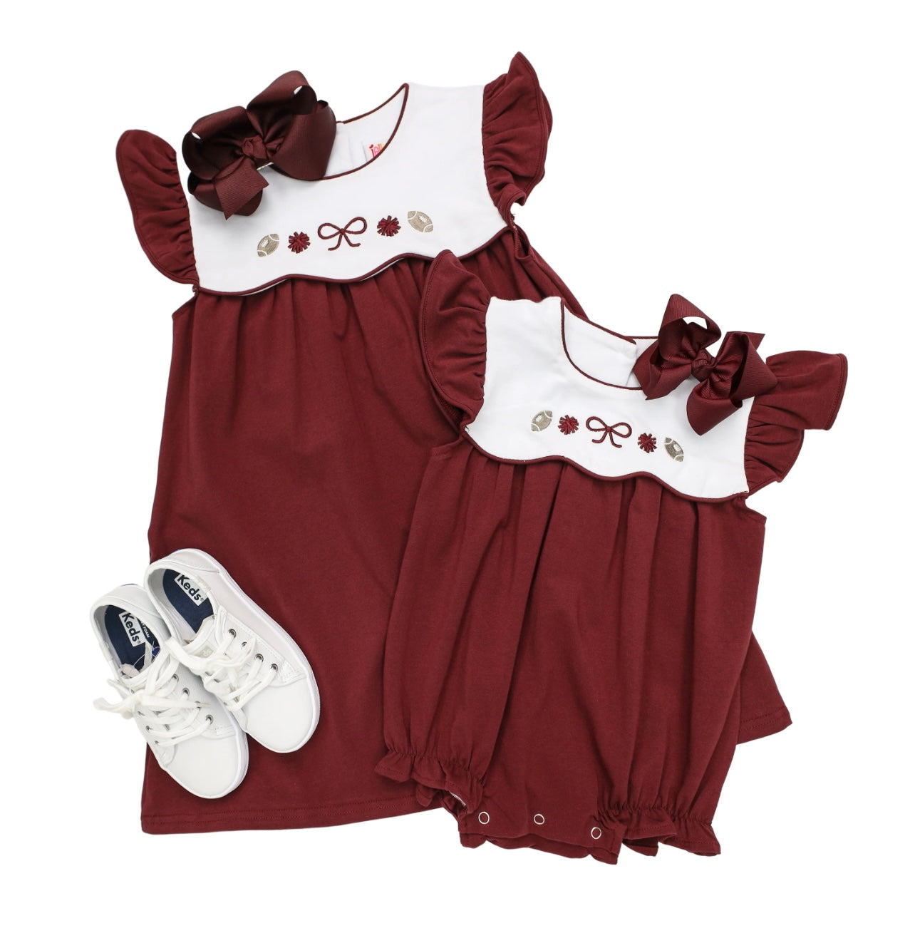 Team Spirit Maroon Scallop Girls Dress