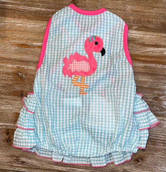 Flamingo Girls Appliqué Ruffle Bubble