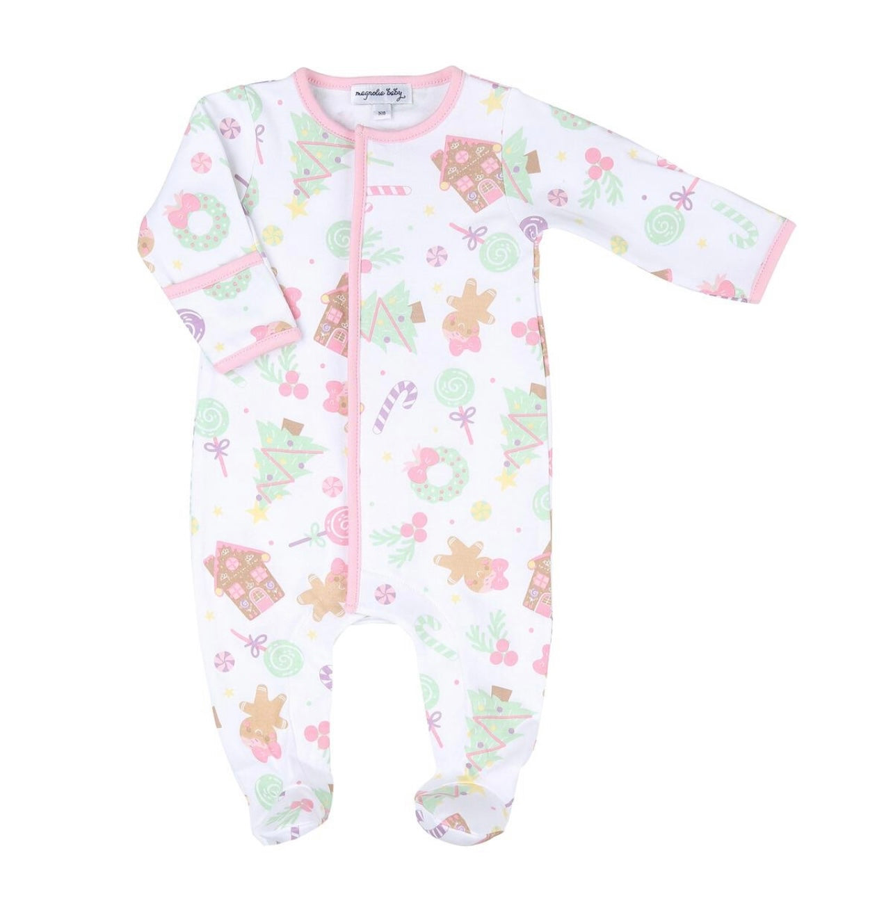 Magnolia Baby Sweet Gingerbread Girls Pink Footie