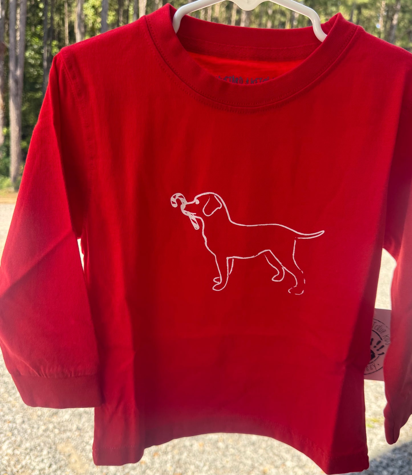 Red Candy Cane Dog Boys Tee