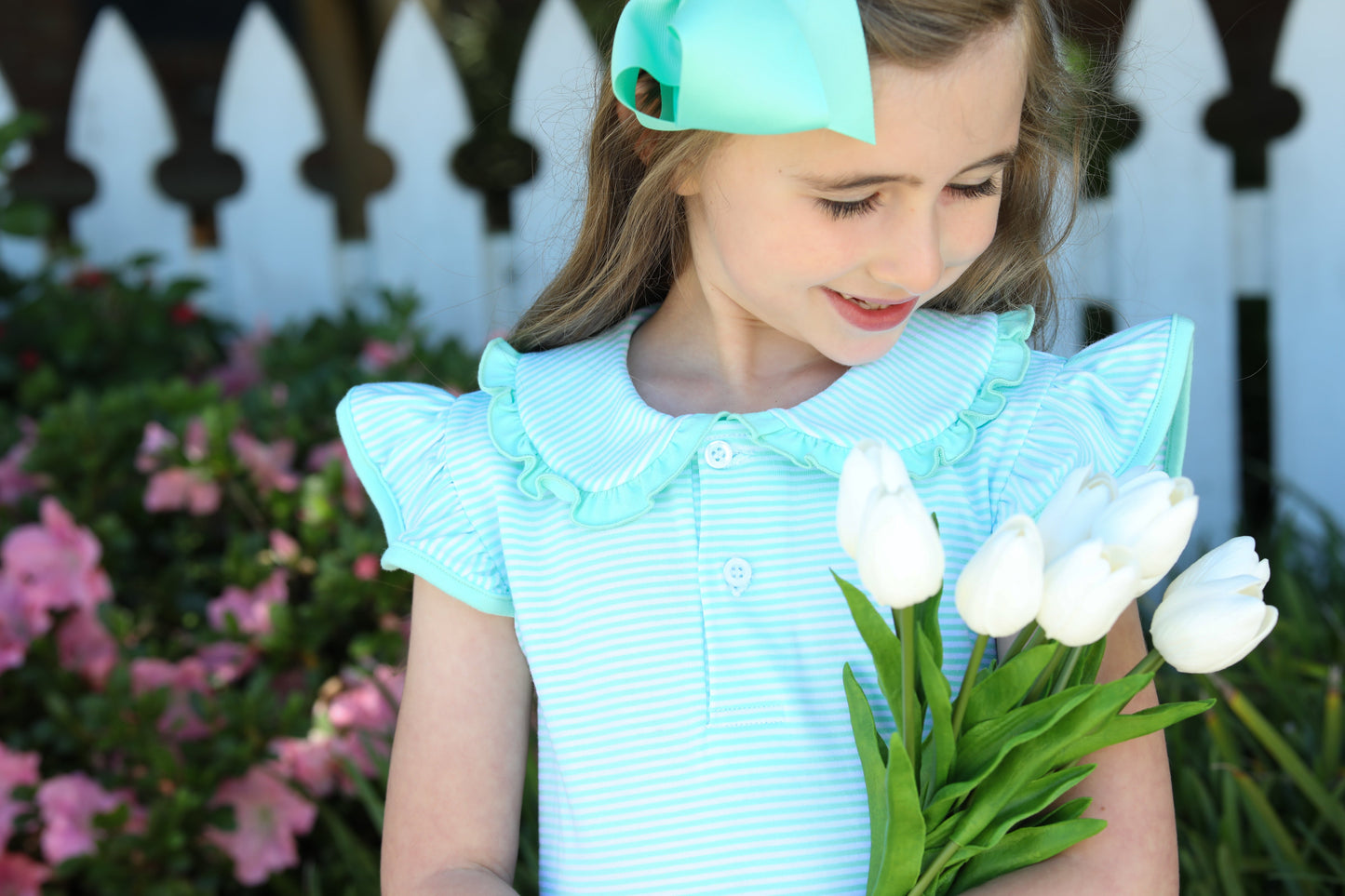 Camilla Mint Stripe Girls Dress