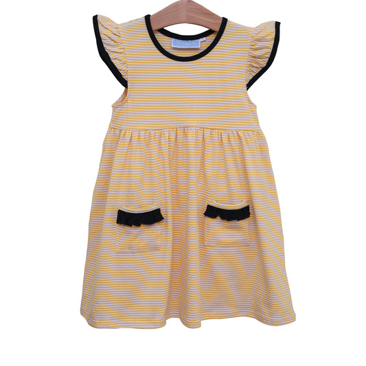 Lucy Game Day Girls Dress- Gold/Black