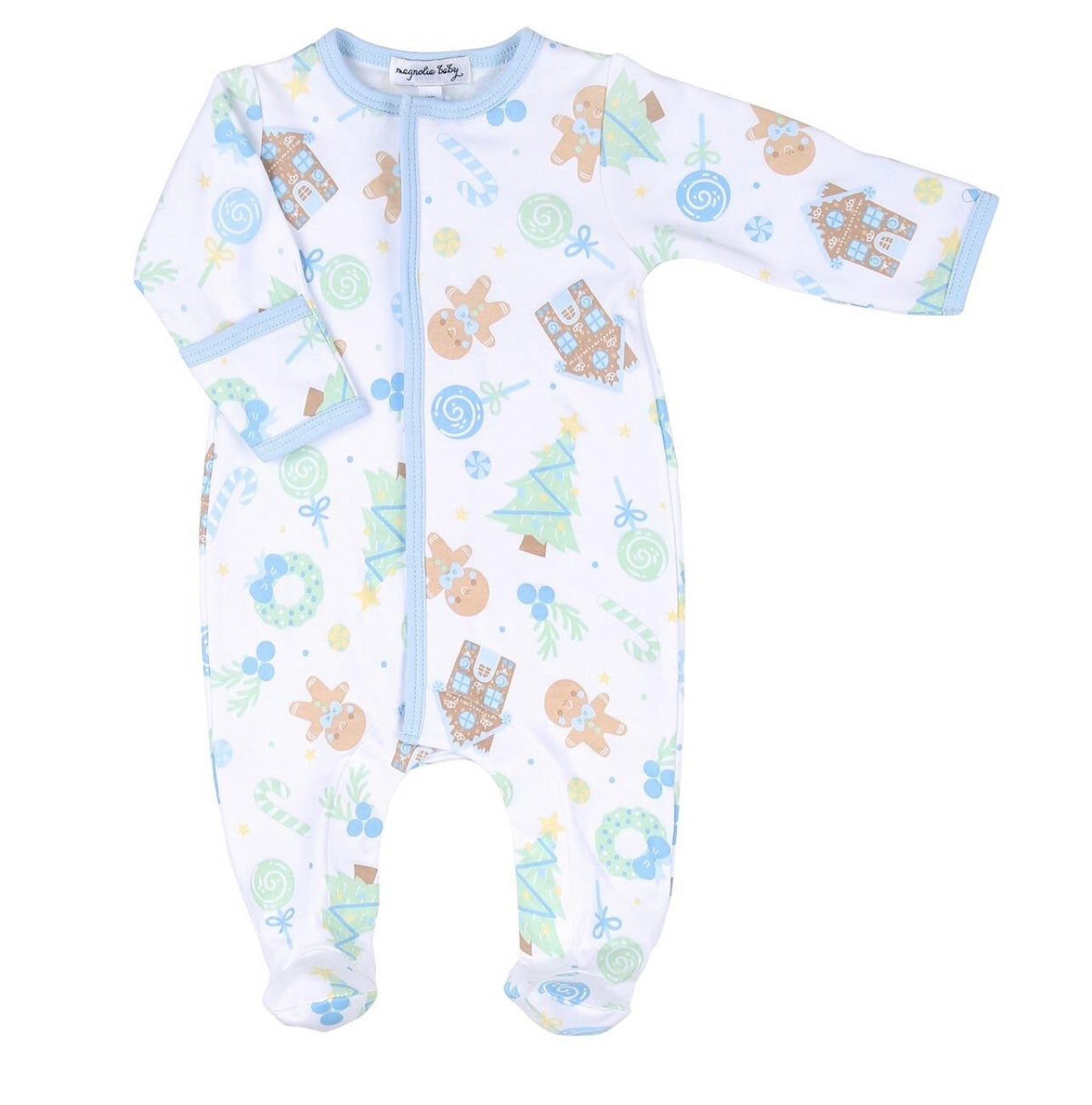 Magnolia Baby Sweet Gingerbread Light Blue Boys Footie