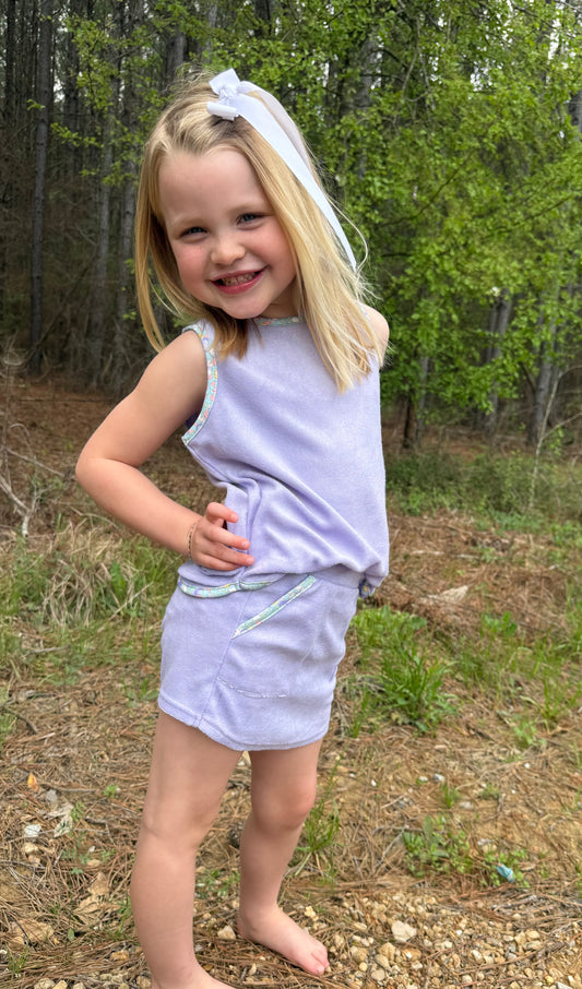 Quinn Lavender Girls Terry Skort Set
