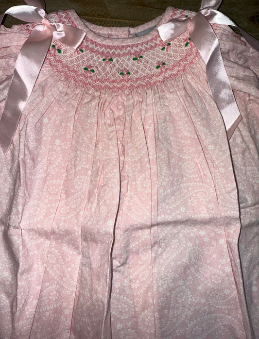 Pink Floral Smocked Girls Flowers Dress
