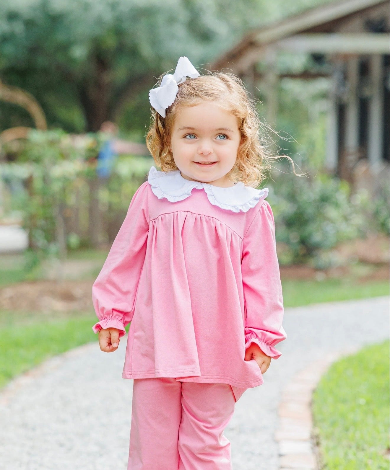 Catherine Pink Girls Bloomer Pants Set