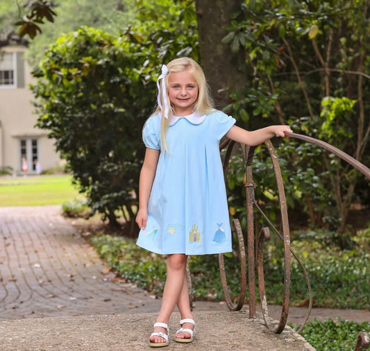 Princess Blue Girls Pleat Dress