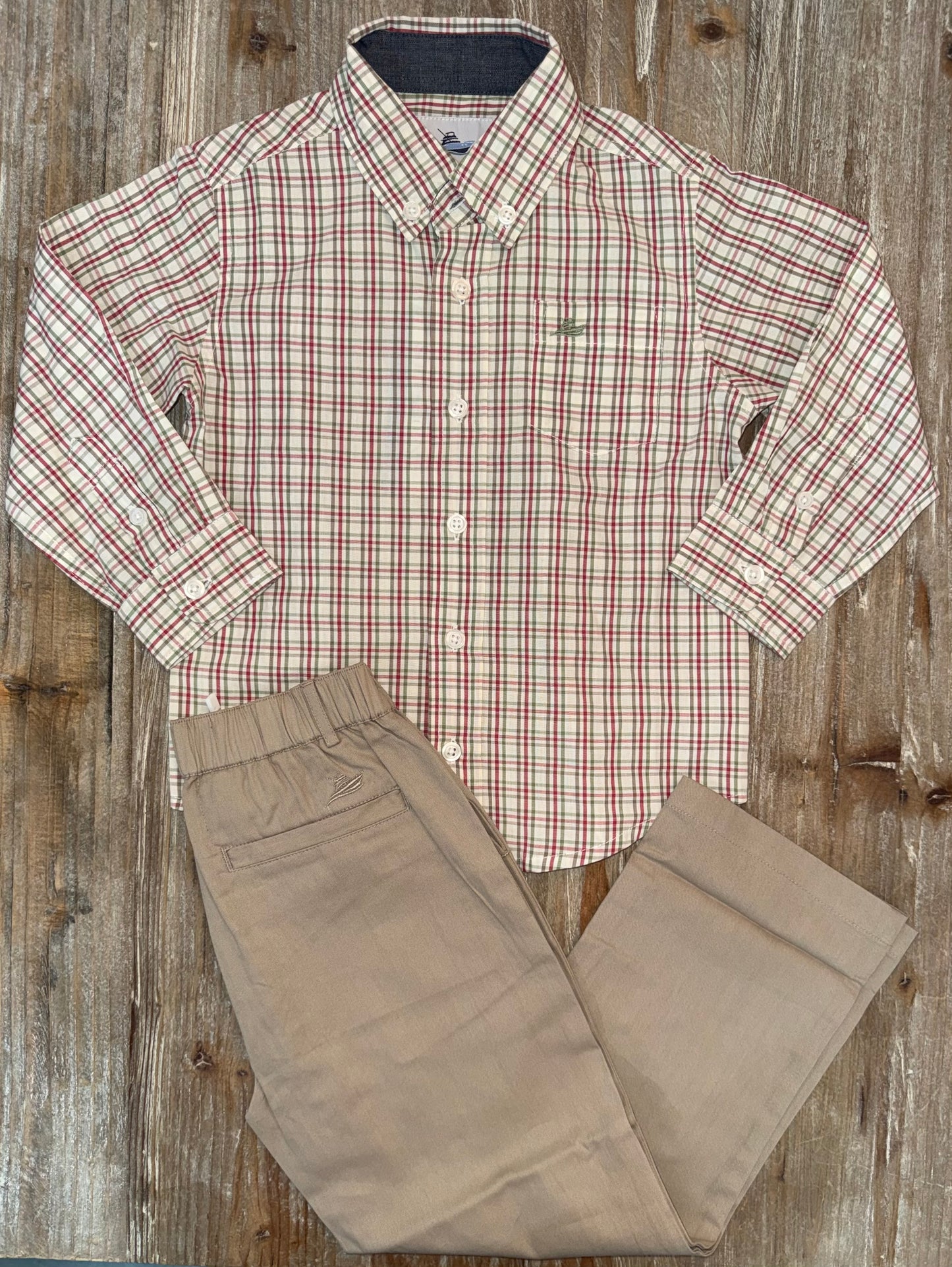 Red/Green Boys Button Down