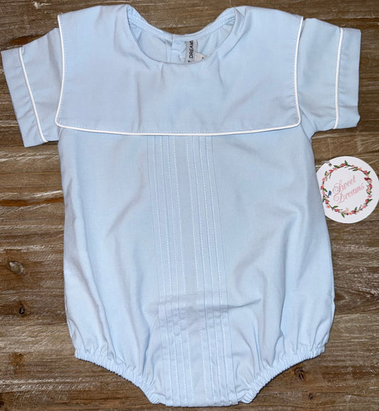 Pleated Blue Boys Bib Bubble