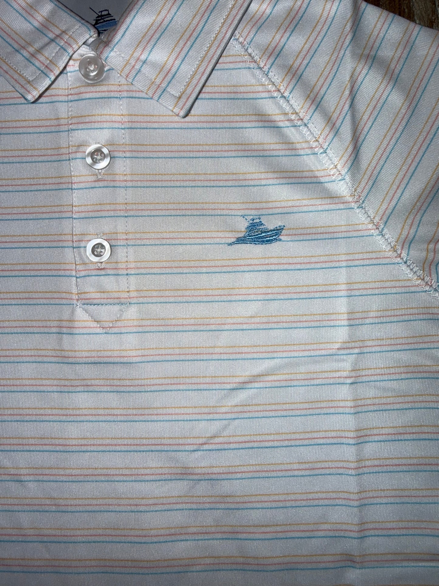 White Multi Stripe Boys Polo