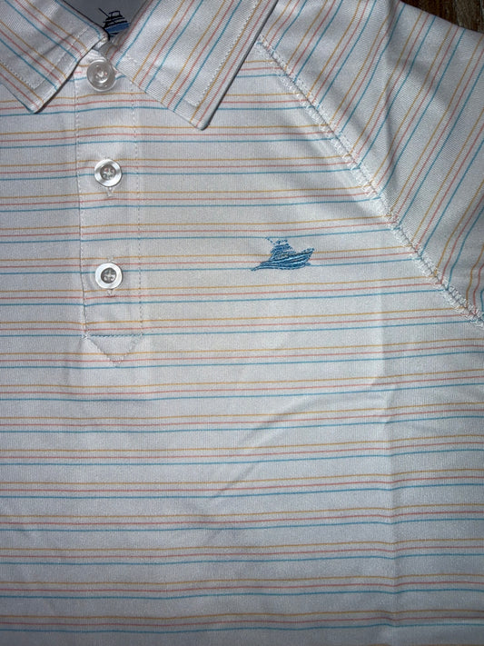 White Multi Stripe Boys Polo