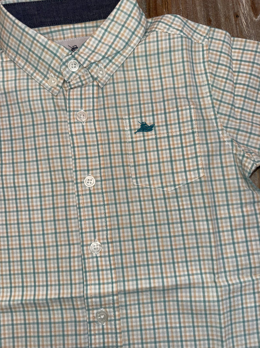 Teal/Khaki Boys Button Down Shirt