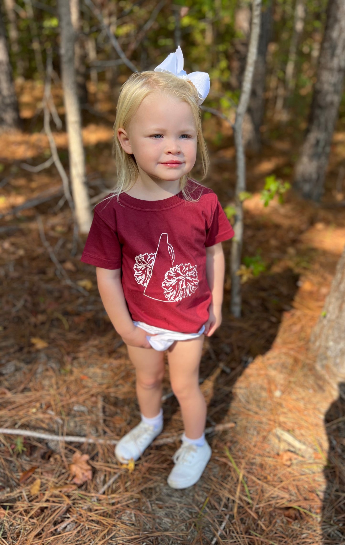 Mustard & Ketchup Kids Maroon/White PomPoms Girls Tee