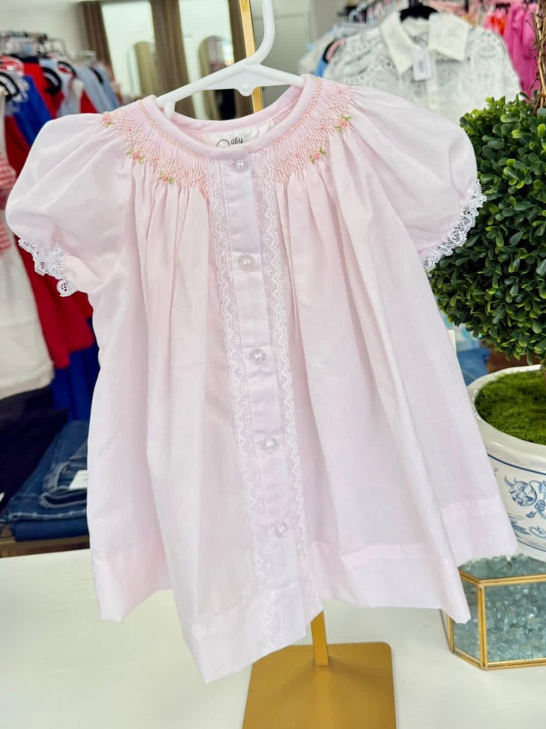 Pink Geometric Flowers Sophia Girls Dress