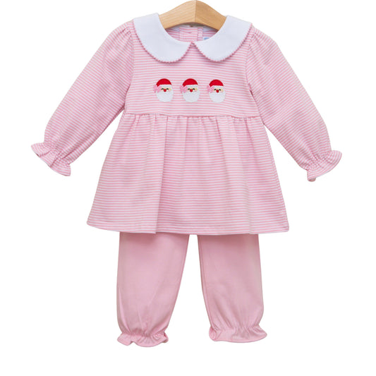 Santa Trio Girls Pink Bloomer Pant Set