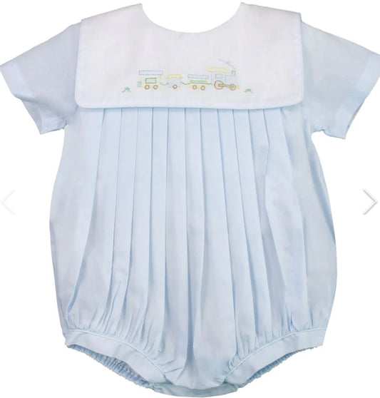 Train Embroidered Boys Bib Bubble