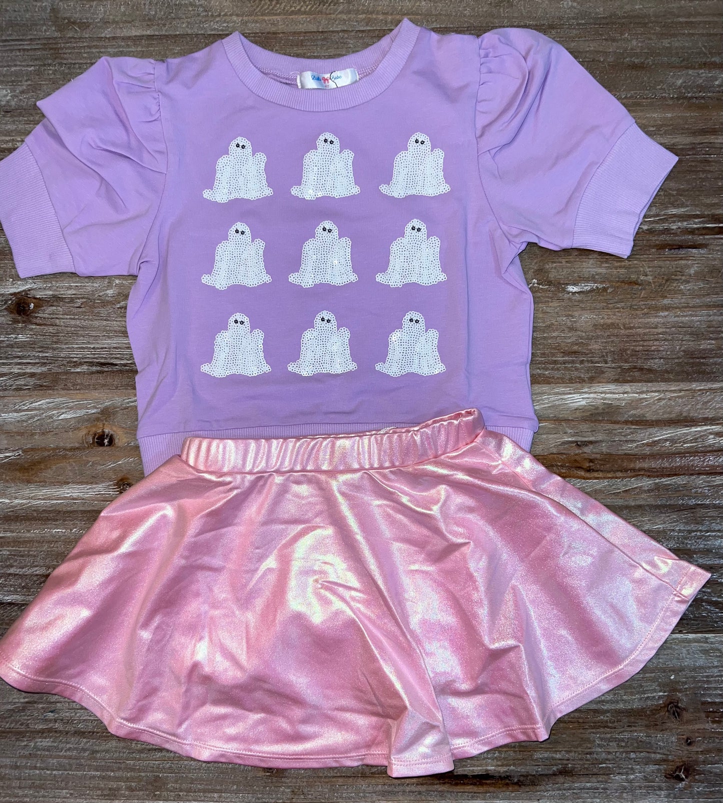 Ghost Lavender Sequin Puff Girls Shirt