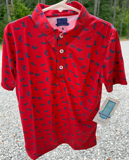 Ole Miss Rebels Repeat Logo Boys Red Polo
