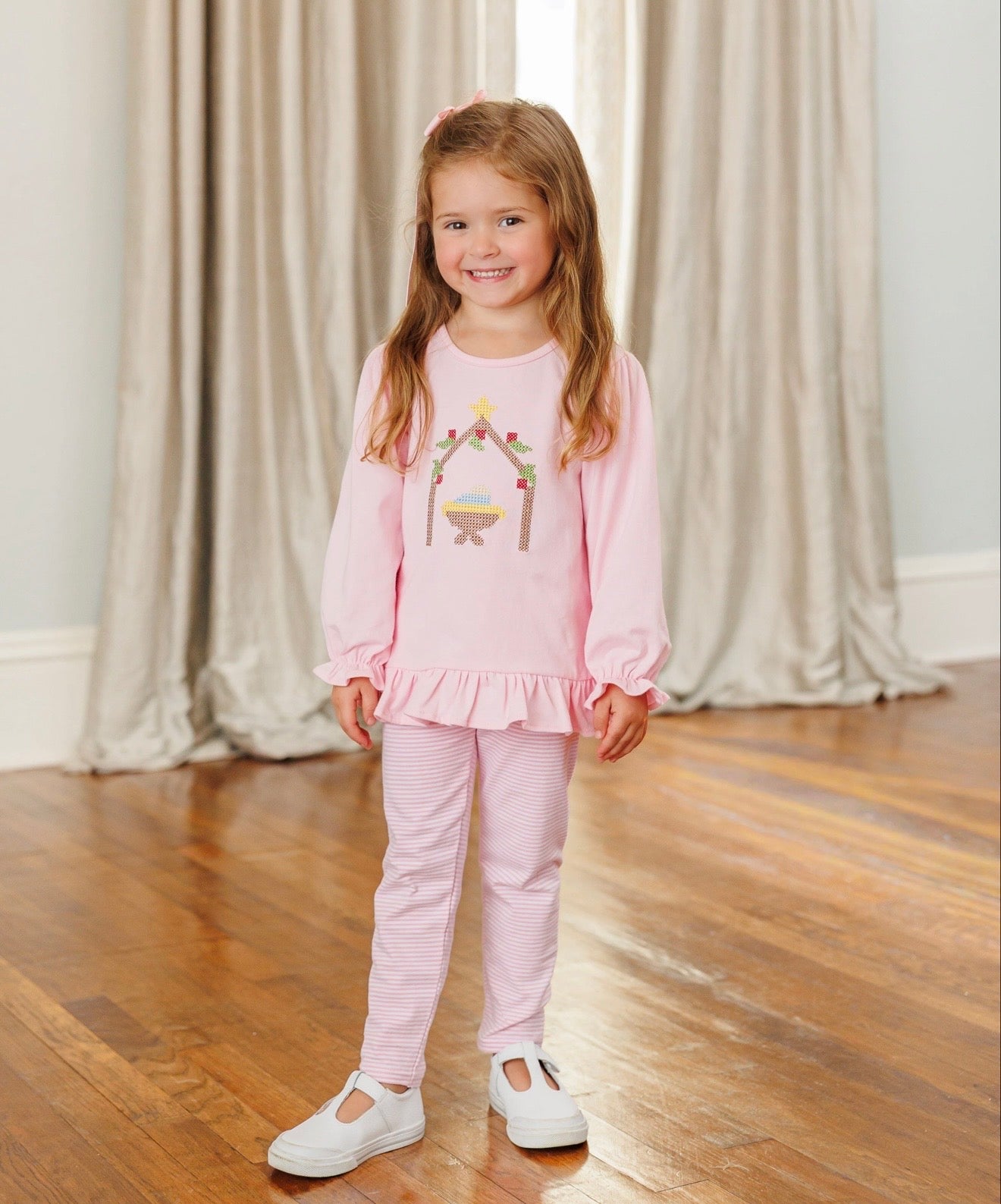 Away in a Manger Girls Ruffle Top Only