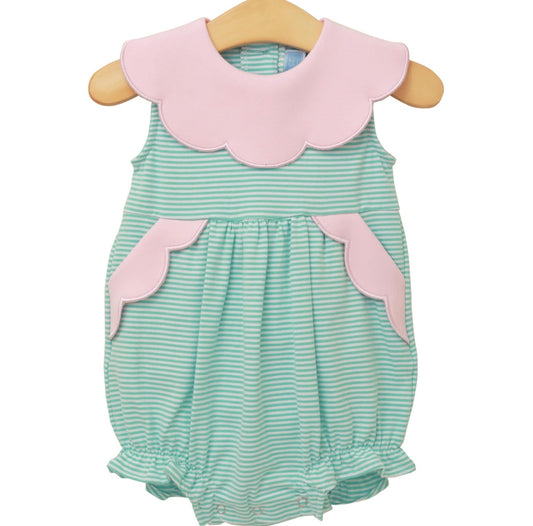 Penelope Scalloped Mint/Light Pink Girls Bubble