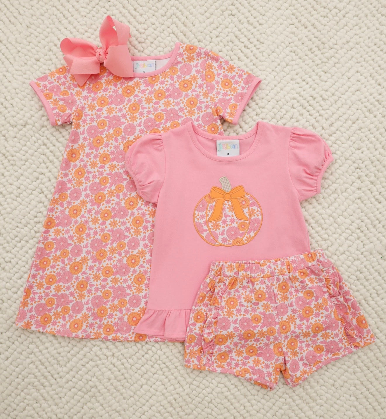 Pumpkin Petals Girls Appliqué Ruffle Short Set