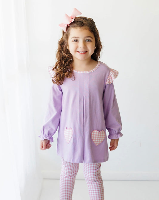 Heart Pocket Girls Pants Set