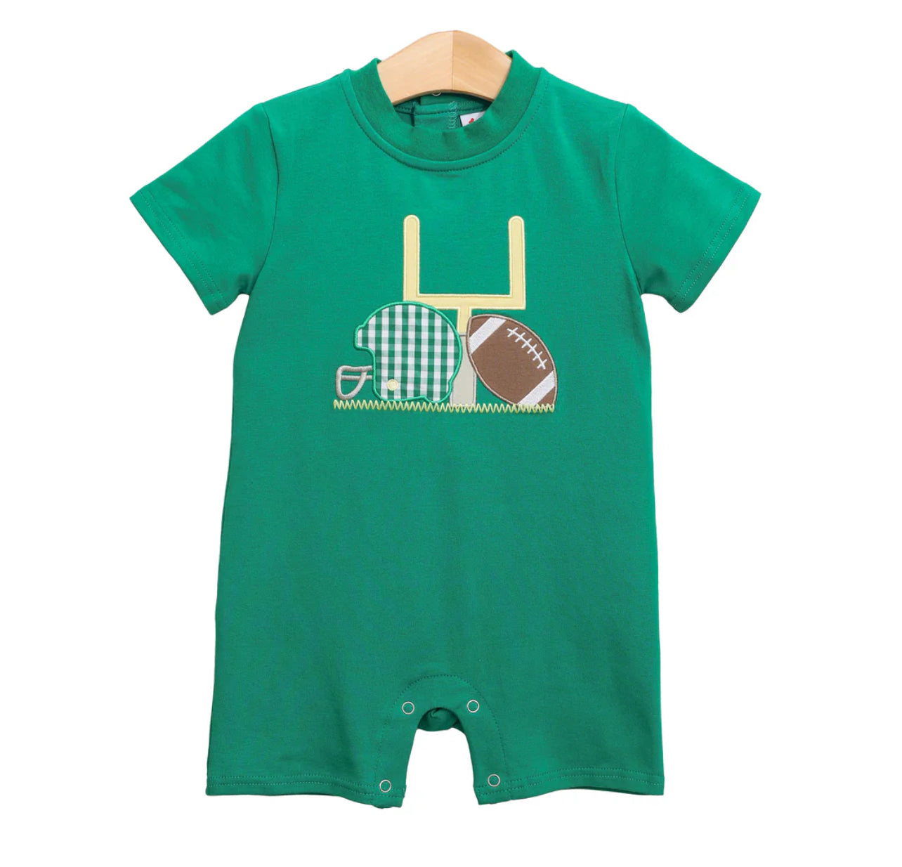 Touch Down Boys Kelly Green Romper