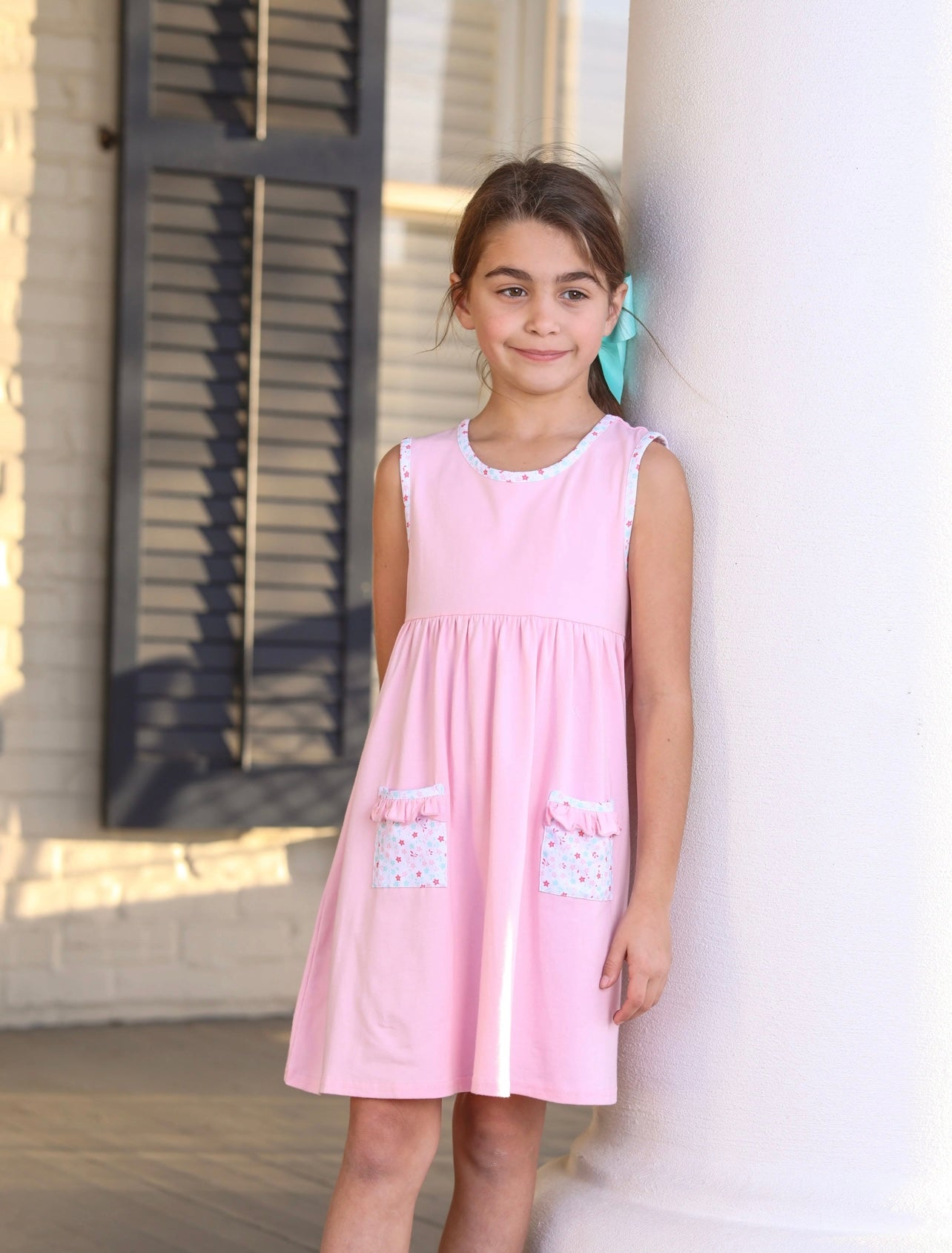 Summer Floral Girls Pocket Dress