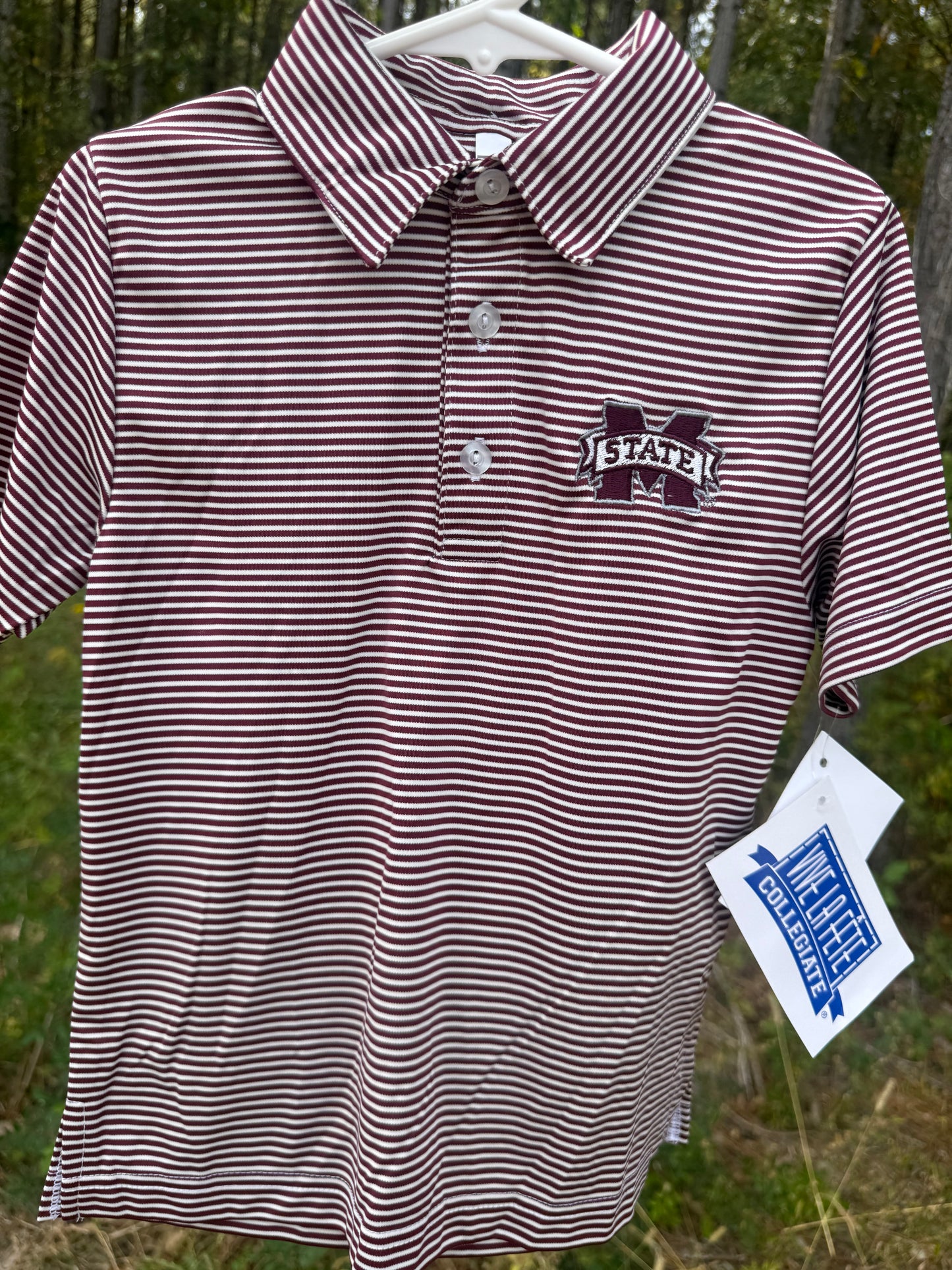 Mississippi State Maroon Stripe Boys Polo